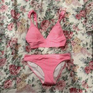 aerie pink striped bikini